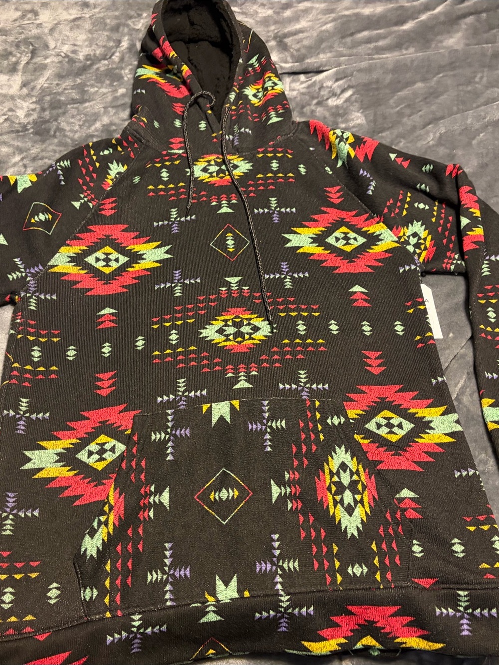 rue21 Black Knit Hoodie with Bright Aztec Accents